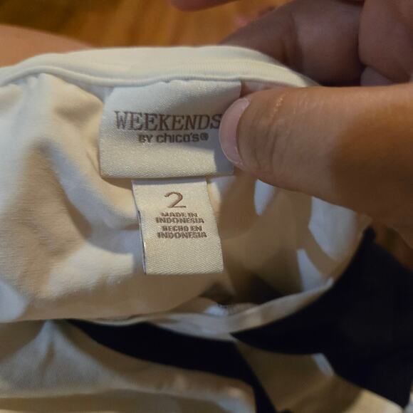 Chicos top women size large black white weekends by chicos everyday easy to wear - Picture 4 of 11